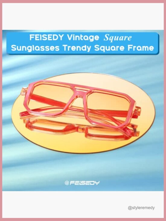 Plastic Aviator Sunglasses Retro Square Frame Polarized UV Protection